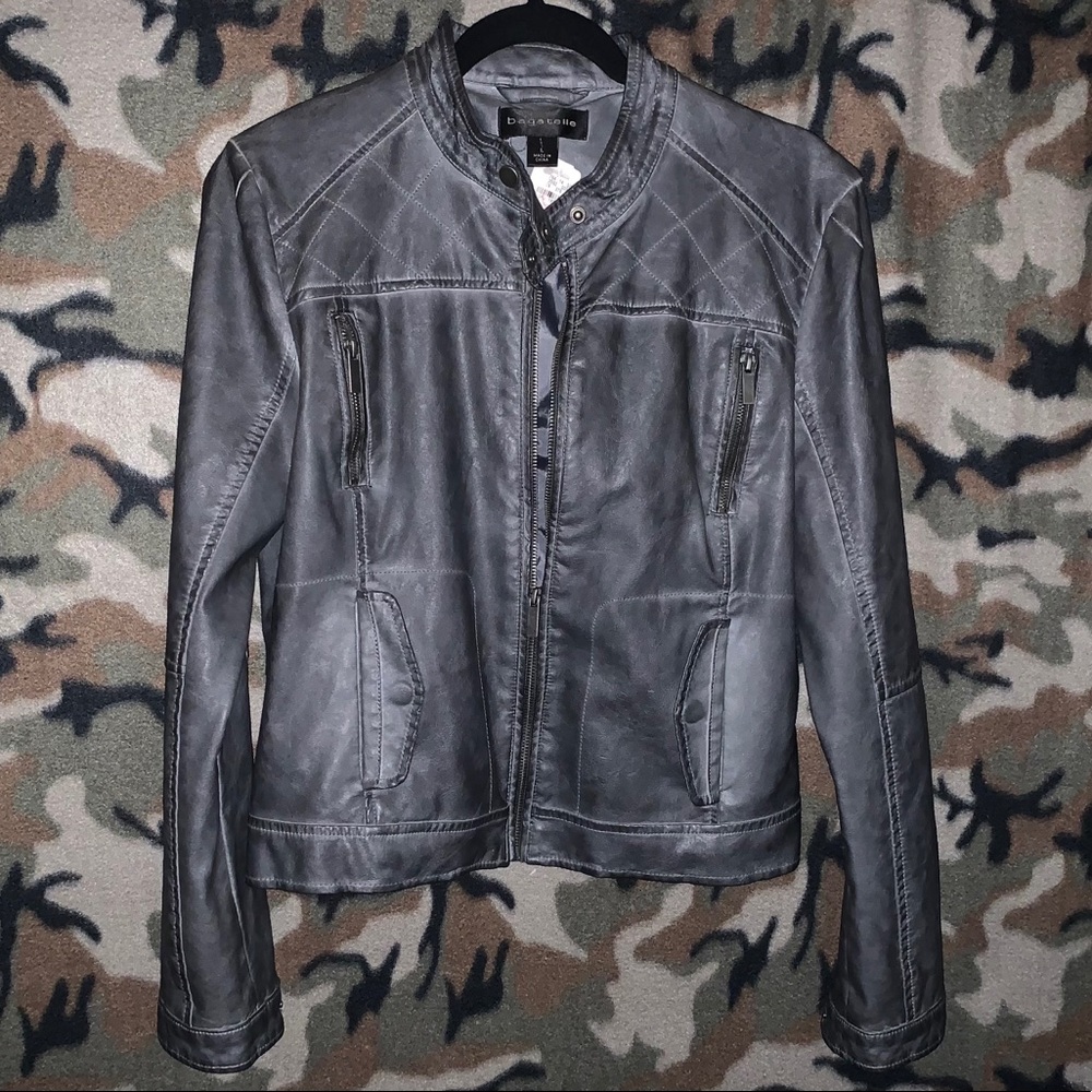 Bagatelle Vegan Leather motorcycle jacket Grey